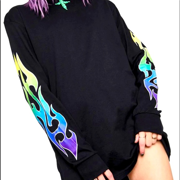 Current Mood Tops - 🆕✨Dolls Kill Current Mood “burning Prisms”Graphic Tee Sz XS&S!😈💜🫶🏻
